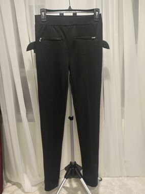 Women’s Black Skinny Ponte Pants with Front Zip Detail